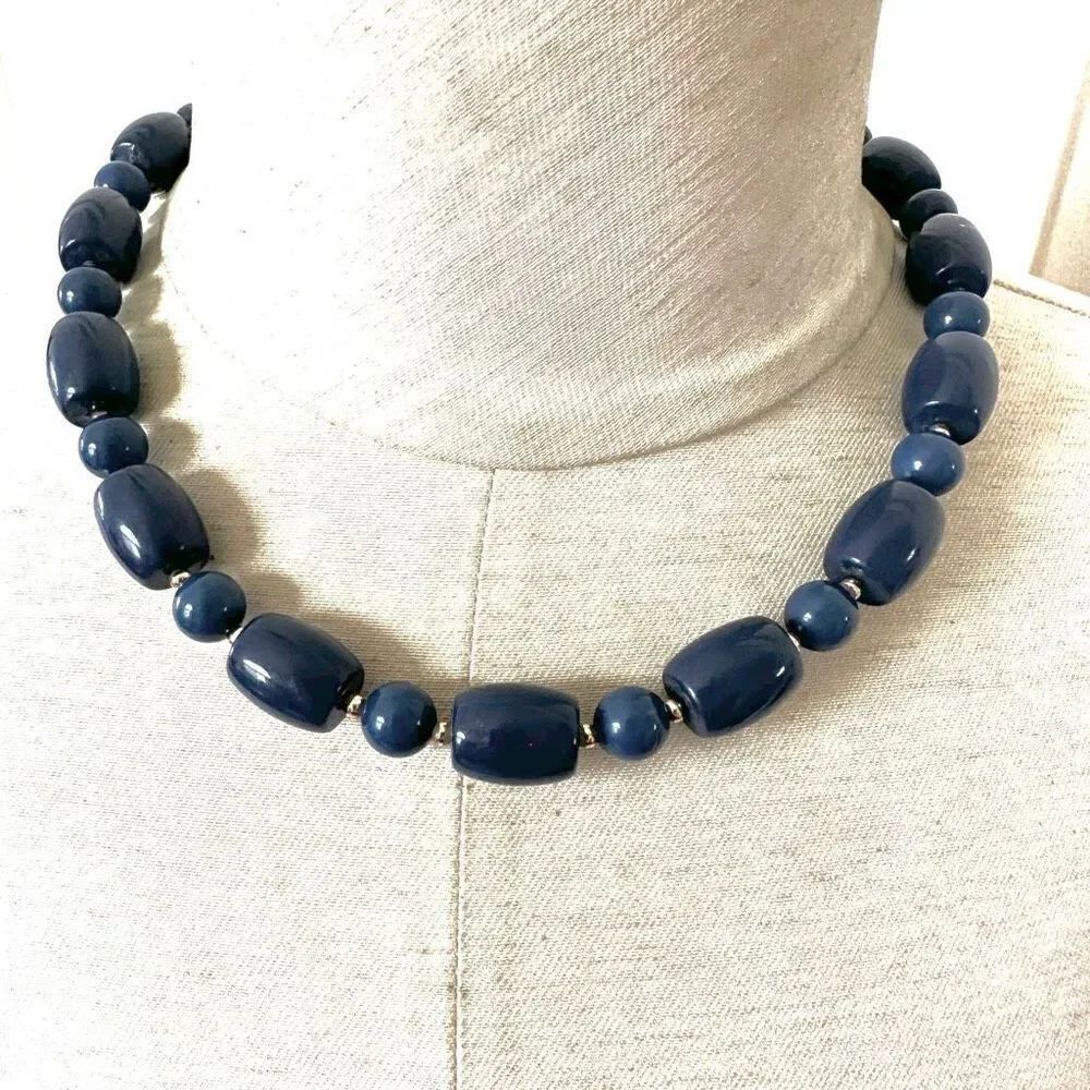 Blue beaded vintage necklace